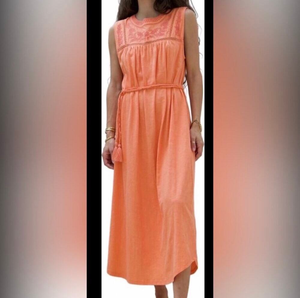 Ex Voto Amy Dress with Braided Belt in Coral Rose XS NWT